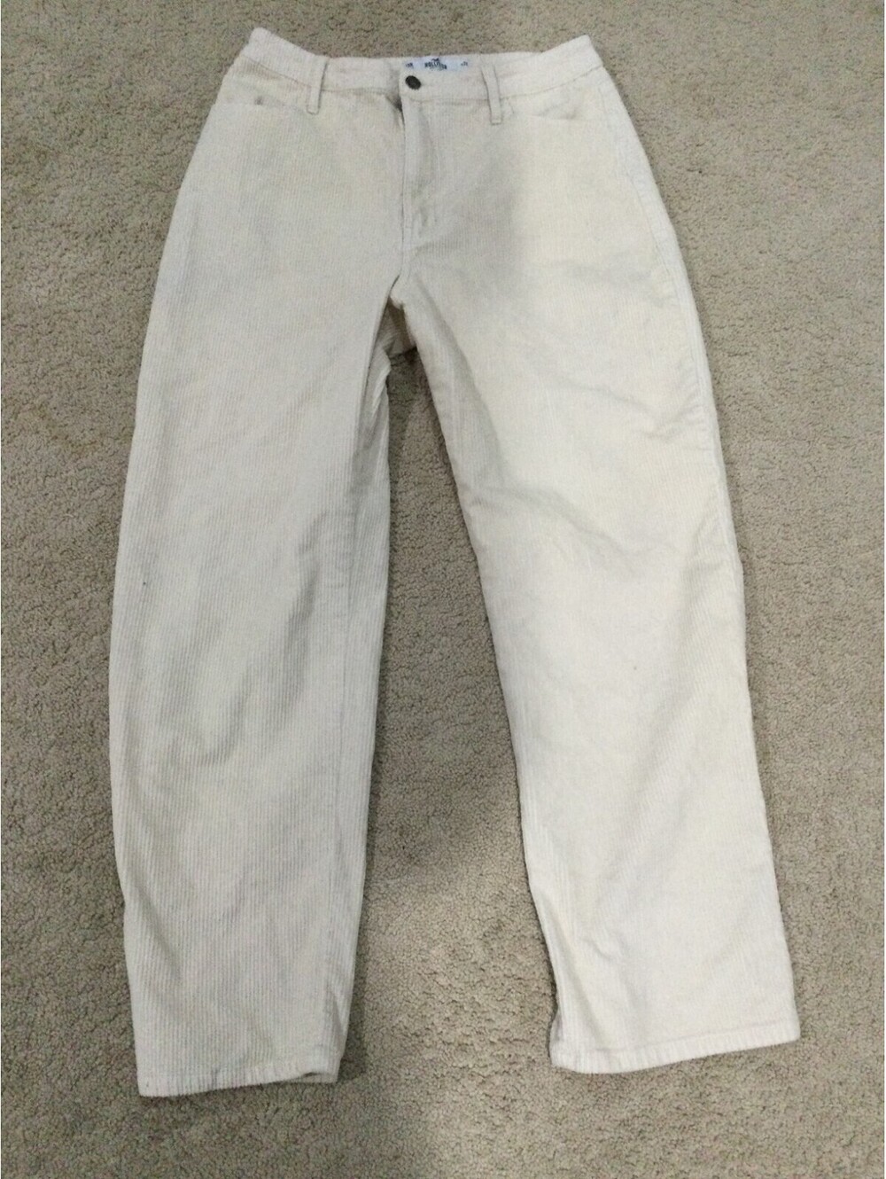 Hollister Women's Ultra High-Rise Baggy Corduroy Pants Cream  ~ Size 13R/31 x 29
